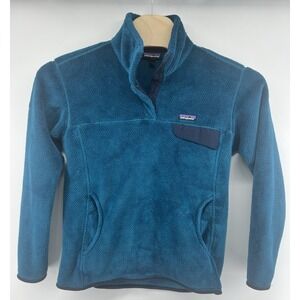 Patagonia Retool Snap-T Pullover Womens XL Dark Teal Navy Great Condition